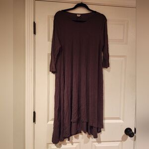 Stretchy brown midi swing dress S